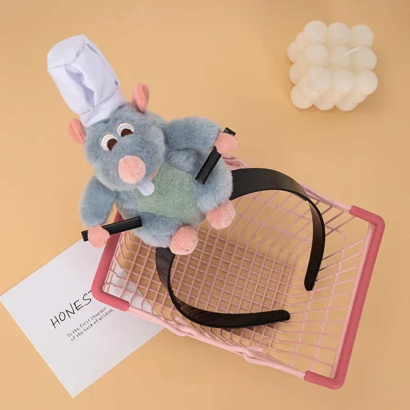 1/2Pcs Disney Ratatouille Hairband Cartoon Rat Plush Doll Headband Wide-Brimmed Hairpin Headdress Creativity Girl Toy Gifts