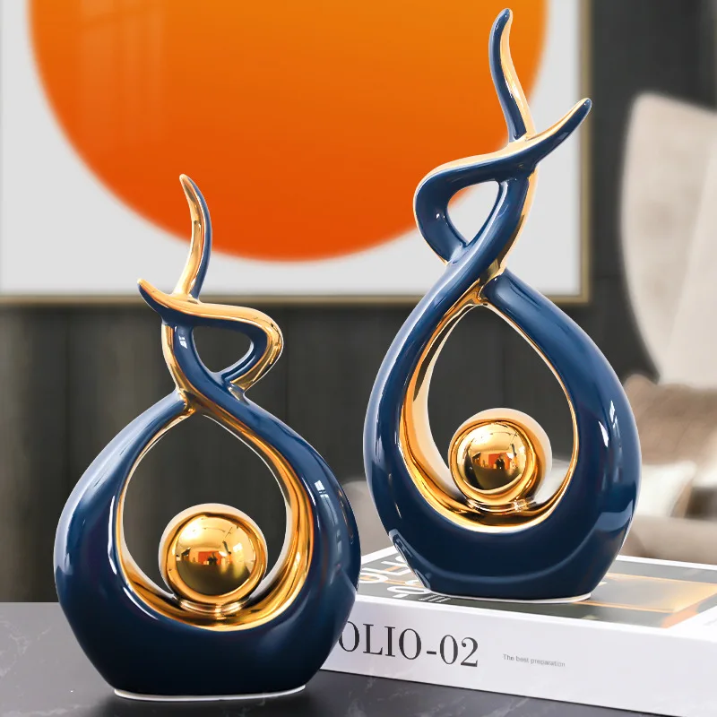 

Modern Living Room Home Decoration Accessories Abstract Ceramic Figurines Office Decoration Desk Souvenir Crafts Gift