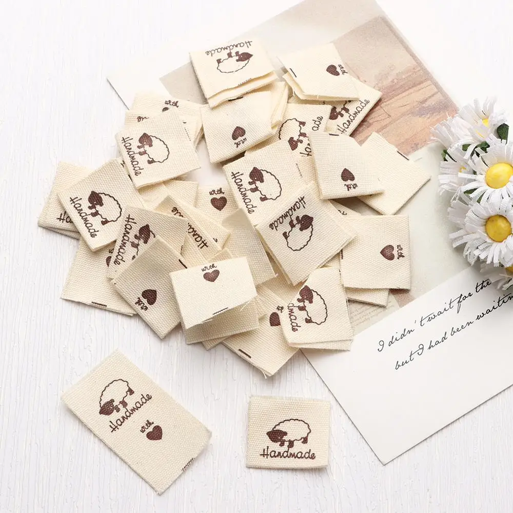 Heart Shape Cartoon Pattern Woven Knitted Supplies Sewing Accessories Cloth Garment Labels Handmade With Love Clothing Tags