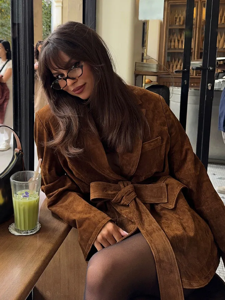 Damska kurtka jesienna HH, jednolita, z kołnierzykiem, długie rękawy, ozdobne sznurowanie, kieszenie, zapinana na guziki, damska kurtka codzienna.