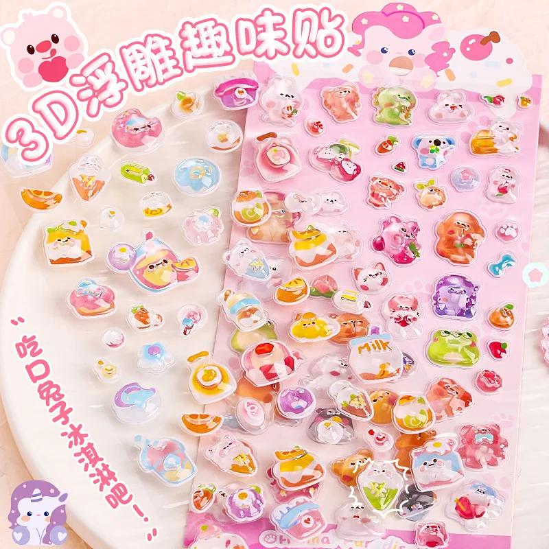 Cute Creative 3D Relief Stickers Candy Ghost Drop Stationery Sticker DIY Decor Scrapbooking Aesthetic Stickers