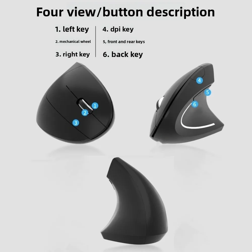 Mouse verticale 2.4G Pulsanti muti silenziosi Mouse verticale cablato Mouse portatile luminoso per computer per tablet PC portatili