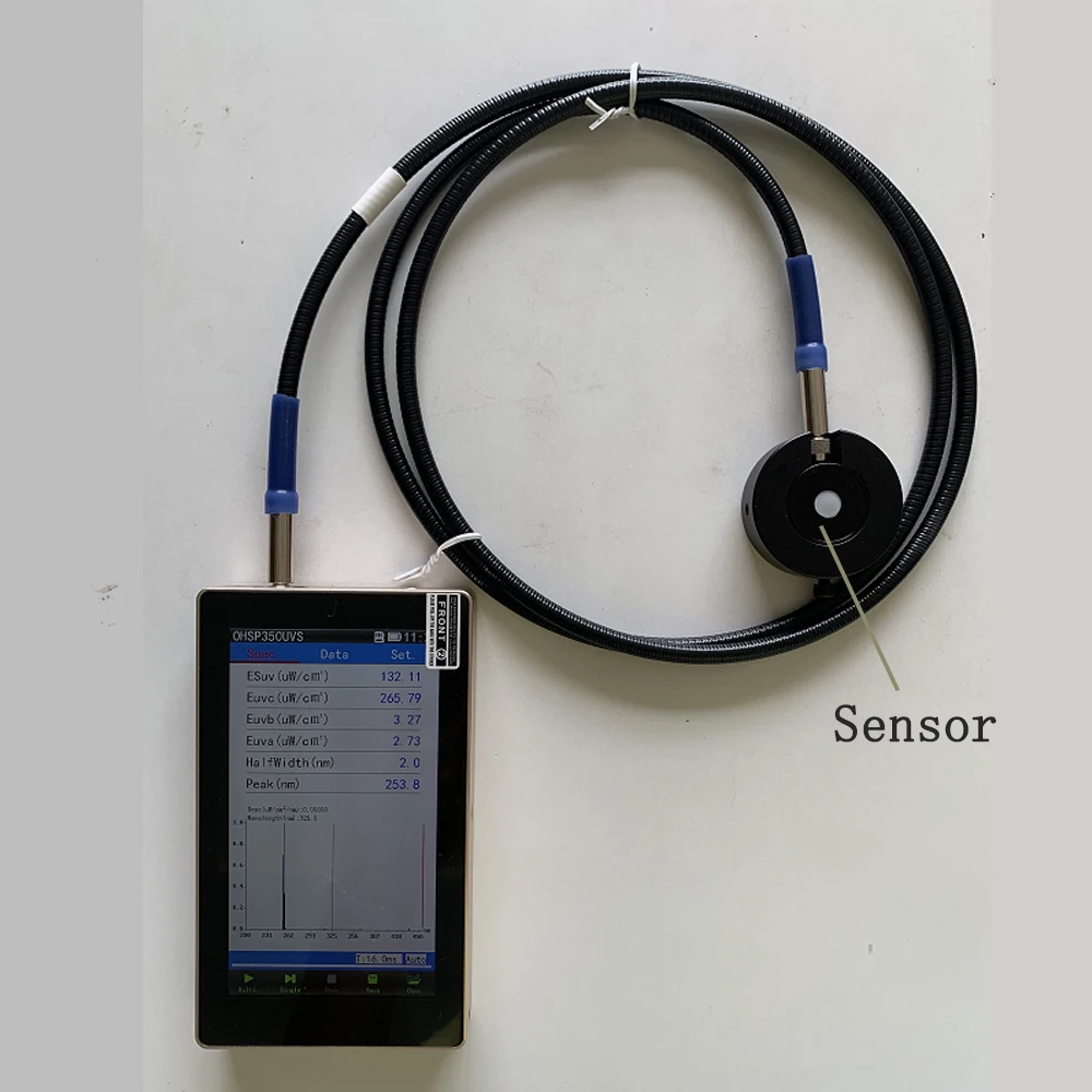 200-450nm Far UV Spectrometer irradiance UVA UVB UVC Meter with customized 1.0M Length Fiber HOPOOCOLOR