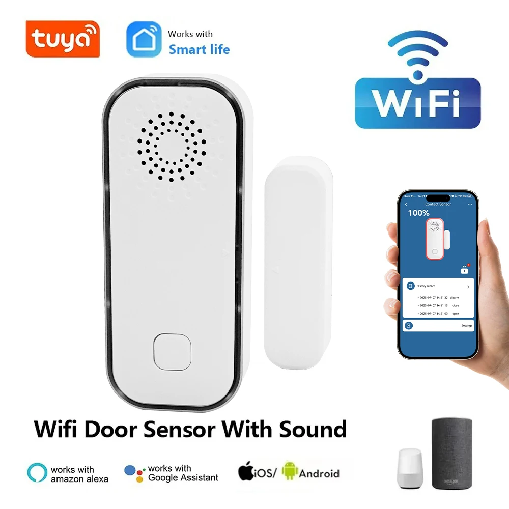Tuya WiFi Tür Magnetische Alarm Fenster Detektor Smart Home Unterstützung Alexa Google Home Stimme Assistent Drahtlose Sicherheit Erinnerung