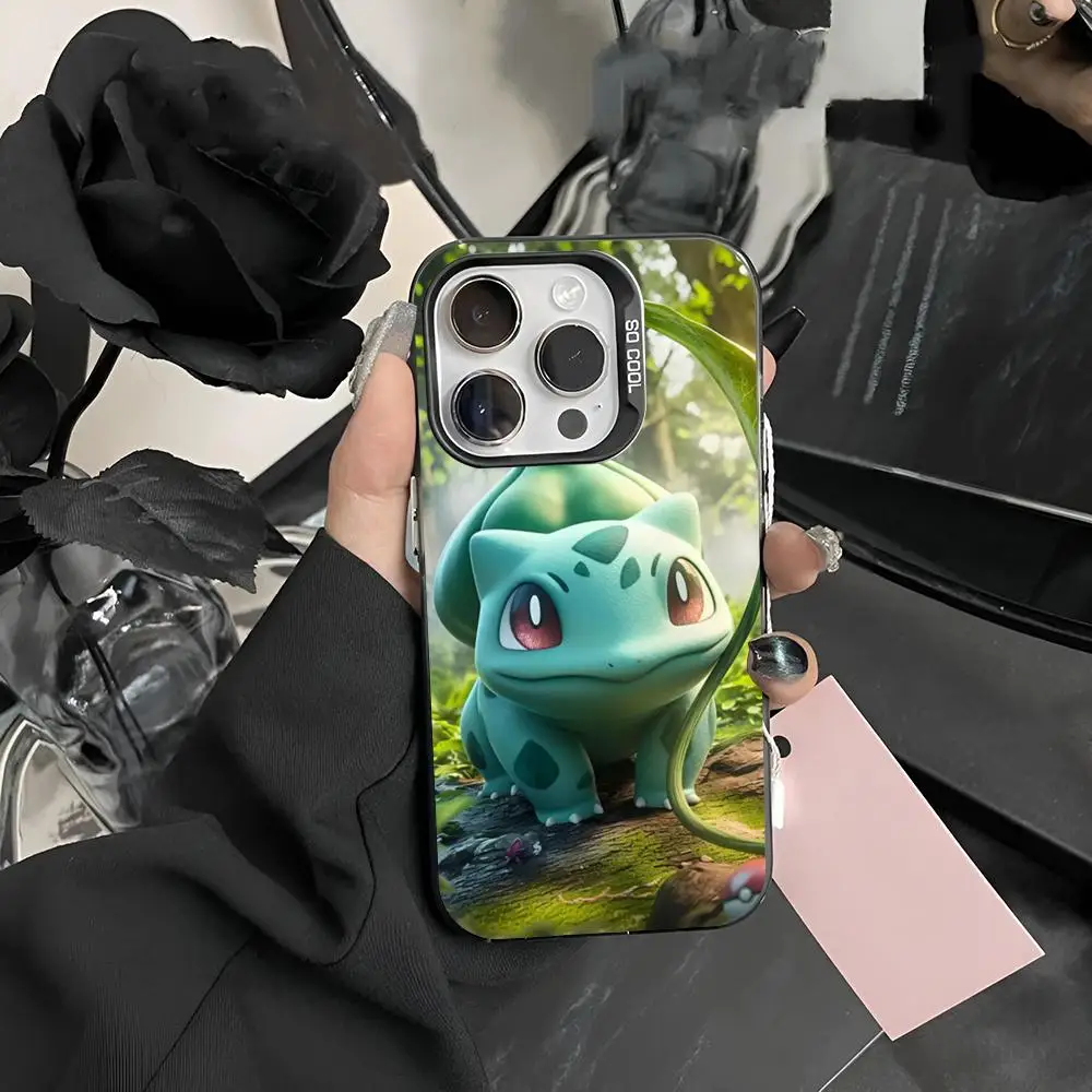 Pokemon Bulbasaur Phone Case Matte Colored Silver For Samsung S24 Ultra S23 Fe S21 S22 Plus Note 20 9 Hard Cover