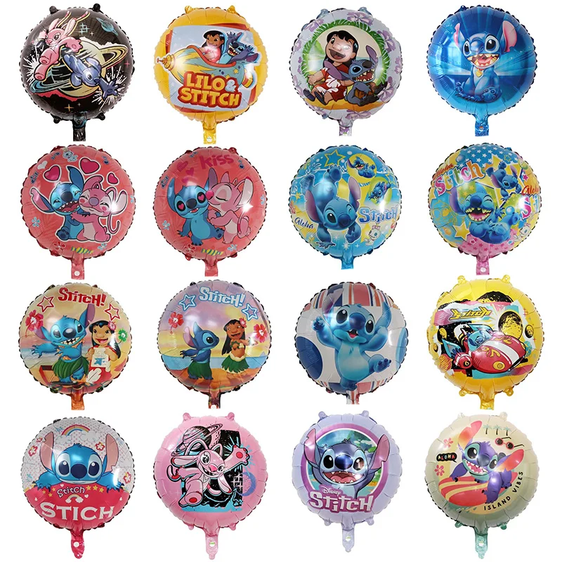 Disney-Globos de helio de dibujos animados Lilo & Stitch, 10 piezas, 18 pulgadas, decoración para fiesta de cumpleaños, Baby Shower, juguetes de regalo, suministros de Globos de aire