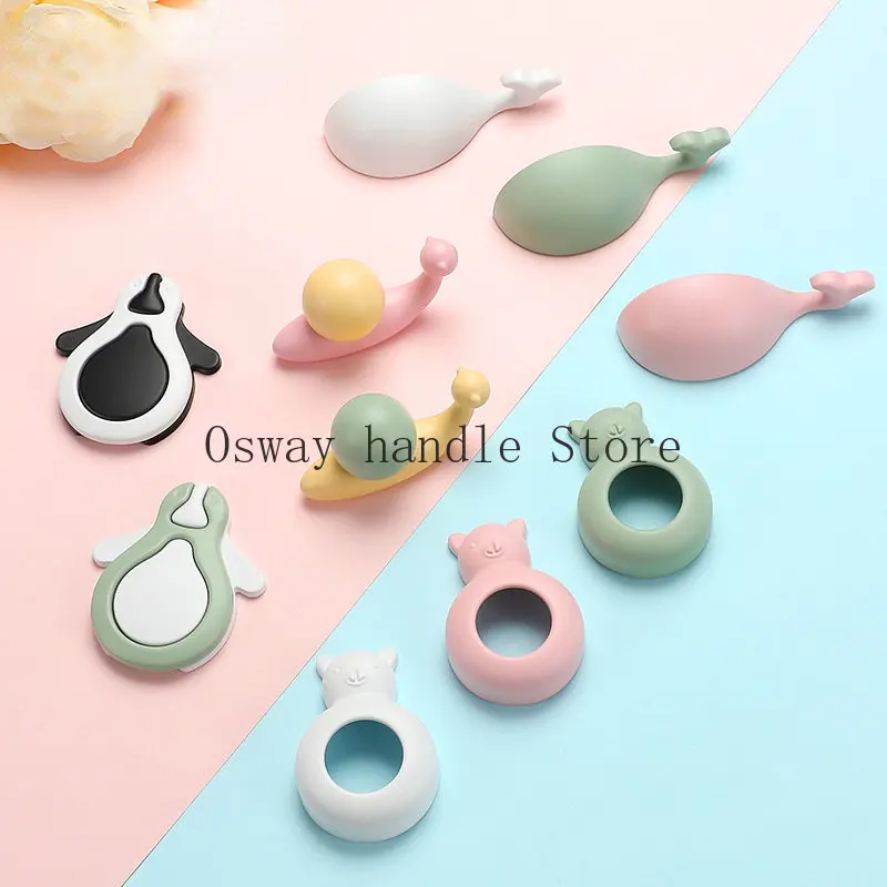 Zinc Alloy Cartoon Animal Drawer Pulls Cabinet Handles for Kids Room Cute Penguin Whale Furniture Handle Drawer Knobs