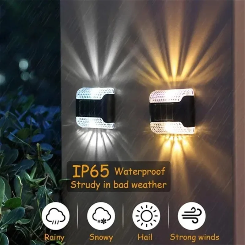 1/2/4 Solar Wall Lamp Spotlight LED Sunlight Outdoor Waterproof Solar Fence Lights Luminous Lighting Garden Yard Fence Decor