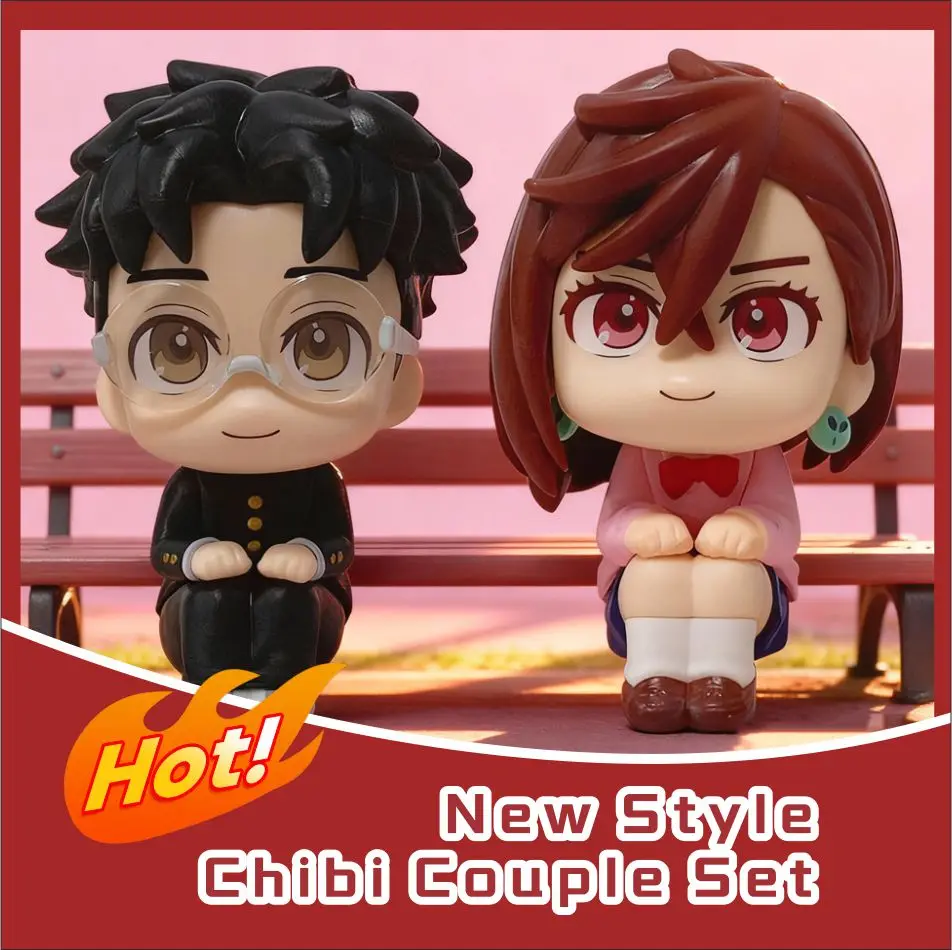 New Big-Head Chibi Ayase Momo/Okarun - Romantic Couple Set from Anime "Dandadan" | Articulated Figure Model, Perfect Gift