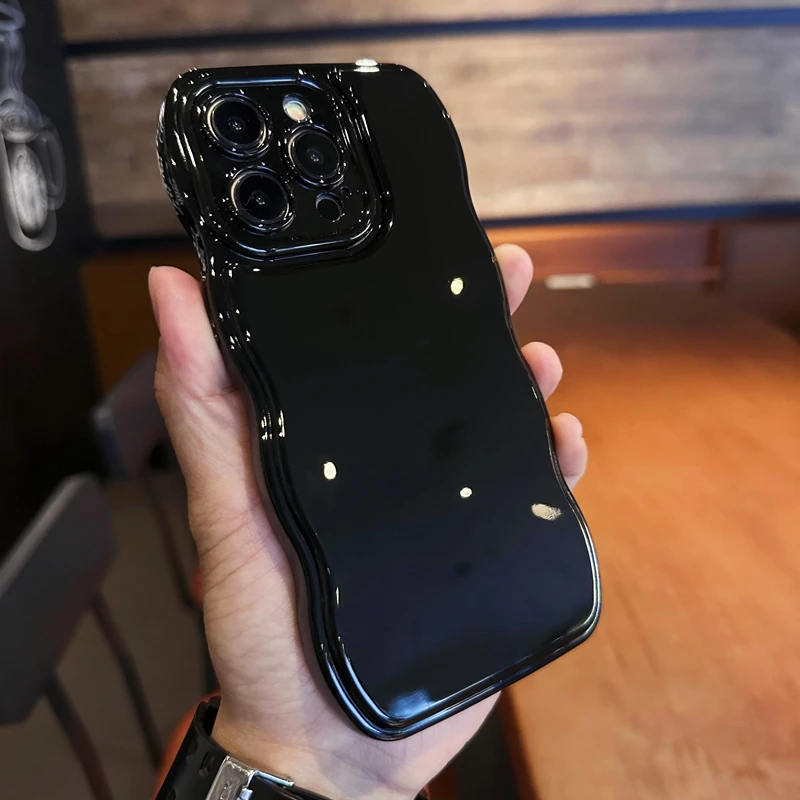 Korean Air Cushion Wave Gorgeous Wine Red Black Case For iPhone 16 11 12 13 14 Plus 15 Pro Max Protection Shockproof Soft Cover view 6