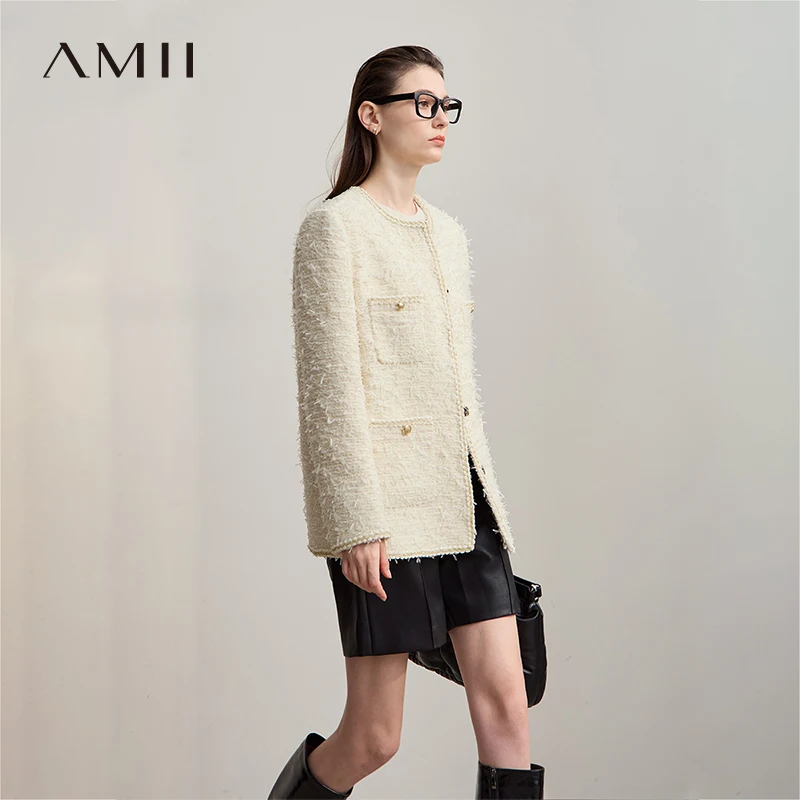 

Женская куртка AMII, осень 2023, новые элегантные топы в стиле ретро для женщин, свободные универсальные женские куртки с круглым вырезом и длинными рукавами 12543039