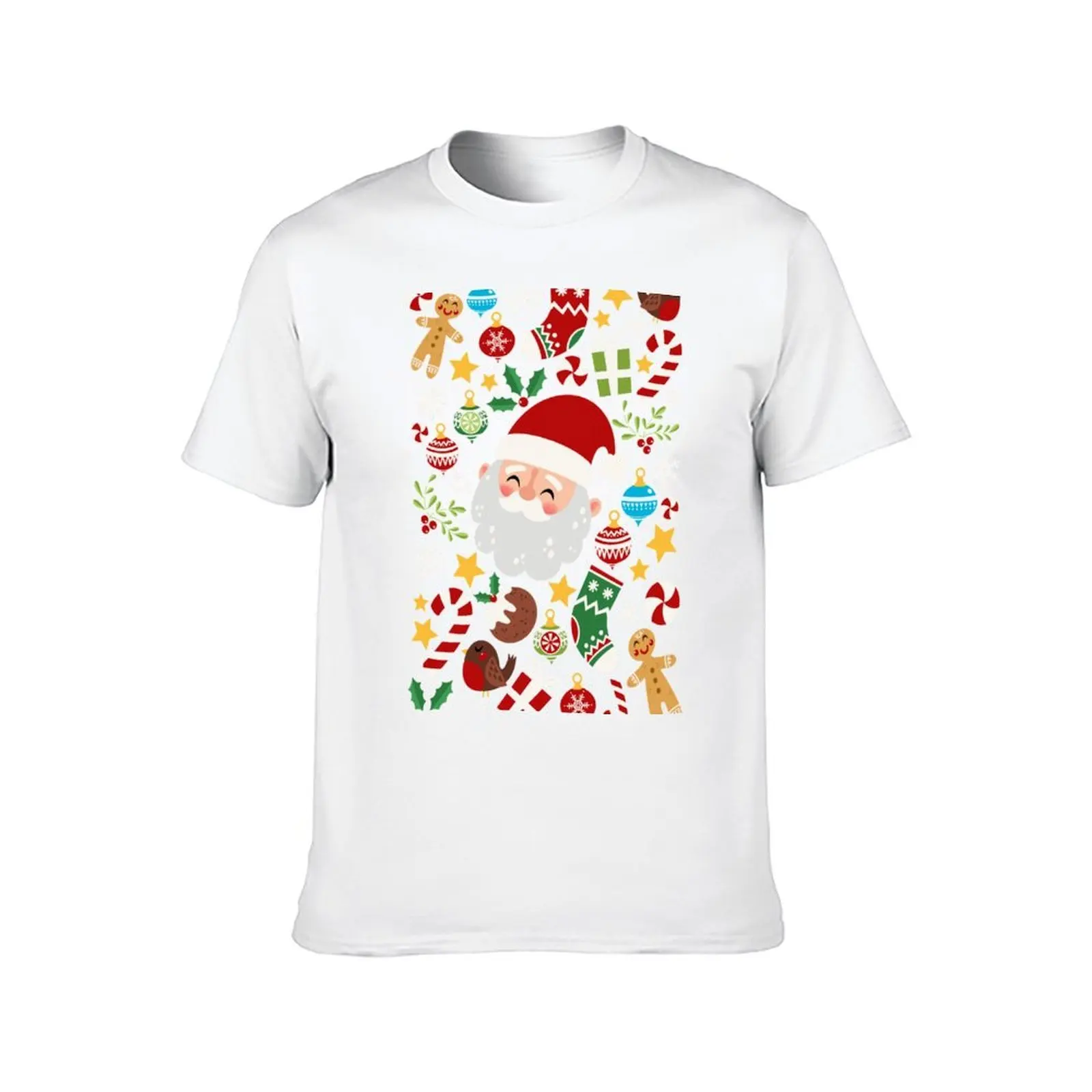 سانتا، قصب الحلوى والزنجبيل... أوه بلدي! تي شيرت بطاقة عيد الميلاد تي شيرت رجالي تي شيرت جرافيك مصمم تي شيرت #2