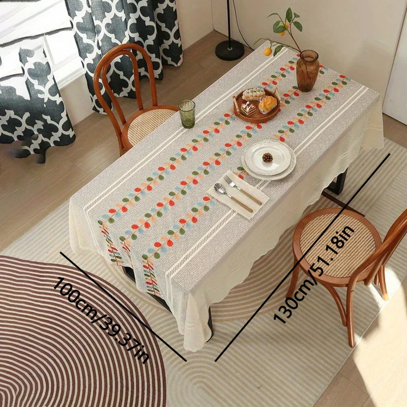 Christmas Lace Tablecloth, American Retro High-end Table Cover, Xmas Decor Cloth for Dining & Tea Table Home Party