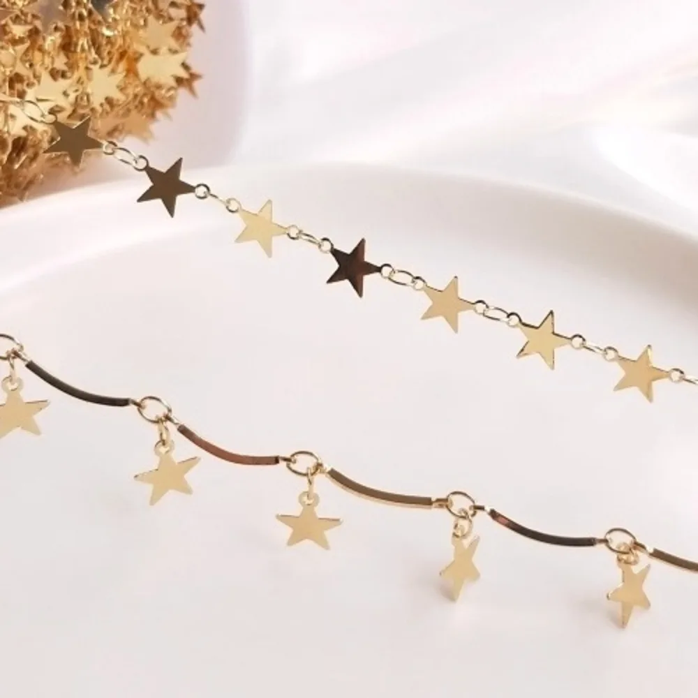 

14-каратное золотого цвета, цепочка с пентаграммой, подвесная цепочка со звездой, браслет ручной работы, аксессуары, домашний материал ожерелья