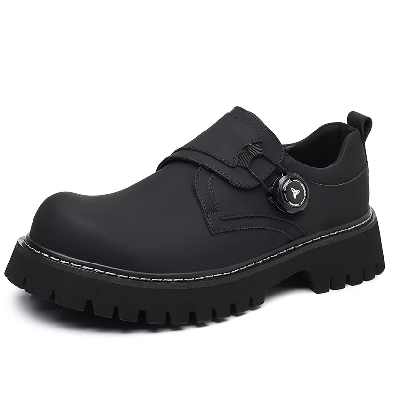 

Весенне-осенние британские толстые повседневные туфли дерби для мужчин, мода 2025, новый дизайнер, черные модельные свадебные туфли с вращающимися пуговицами, мужские туфли