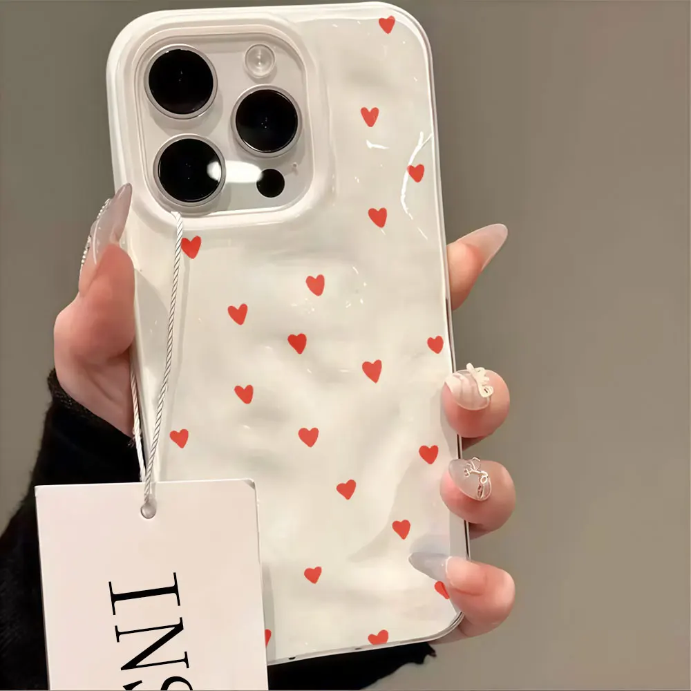 Modische Ästhetische Niedliche Herz-Handyhülle für iPhone 17 Air 15 16 14 Plus 13 12 11 Pro Max 17 Pro Silikon-Softcover – Detail 12
