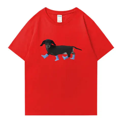 Funny Dachshund Printed Graphic 100% Cotton Short Sleeve T-shirts Men Women Crew Neck Oversized Tee Shirt Summer Unisex Clothing