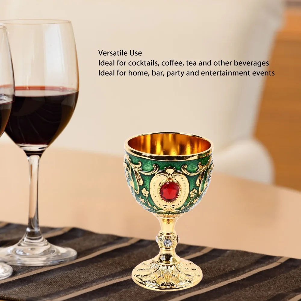 2PCS Goblets & Chalices Zinc Alloy Wine Glass Green Blue Stemmed Glasses Embossed Red Novelty Wine Cup Party Use