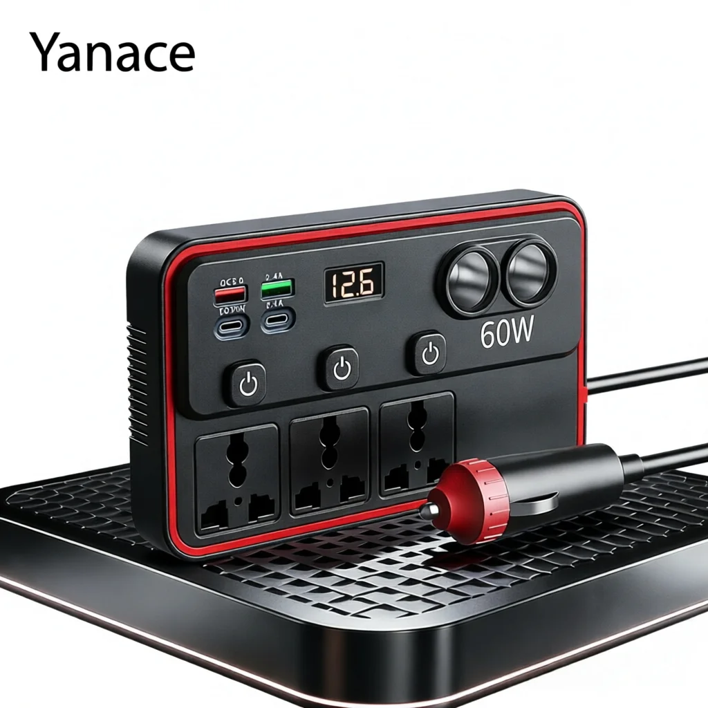 

Yanace 150W Car Power Inverter 12/24V to AC Outlet & USB Fast Charger Portable Vehicle Adapter Emergency Power Needs on the Go