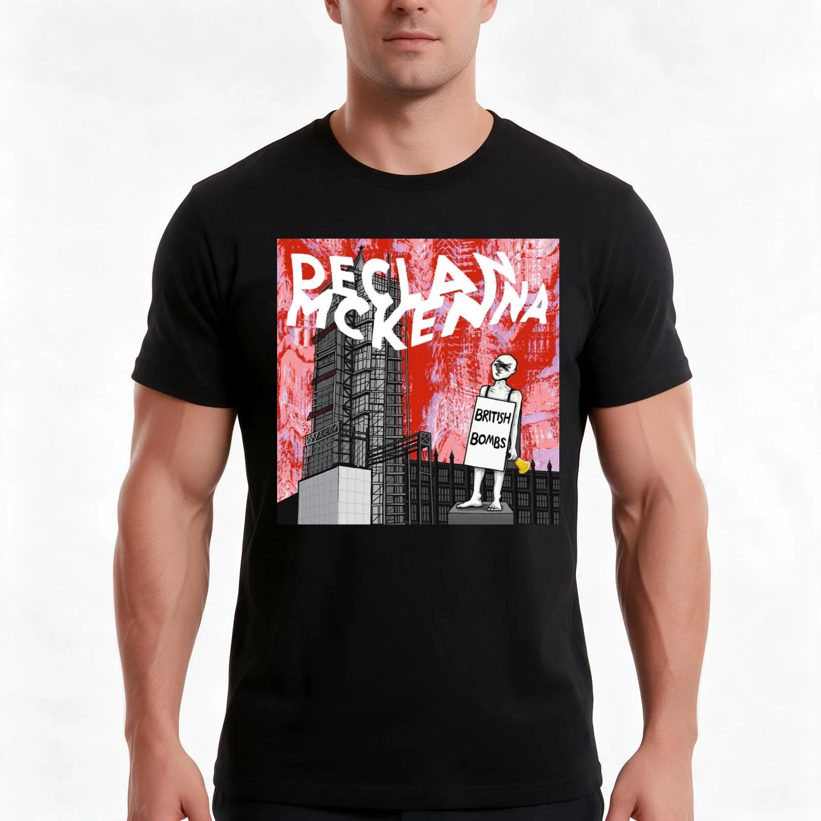 Declan McKenna Great British Bombs Sticker T-Shirt, Summer Casual Cotton Tee, Oversized Streetwear Tops, Vintage Graphic Print