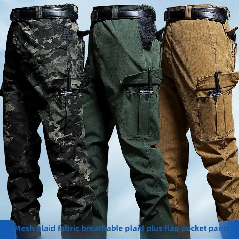 

Water-Resistant Tactical Work Pants for Men Multiple Pockets Outdoor Military Fans Casual Pants Spring Autumn American Style