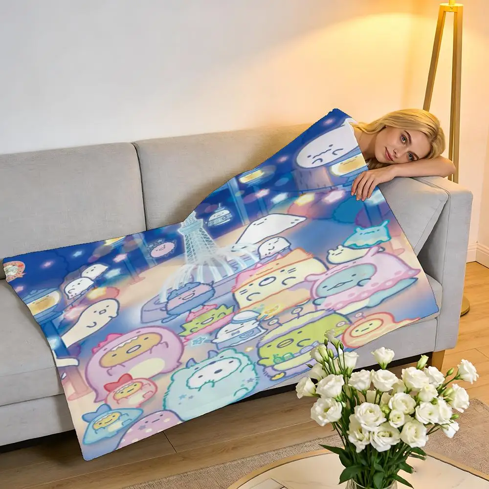 

Плед Sumikko Gurashi из короткого плюша высокой плотности, мягкий, для дивана, для помещений с кондиционером.