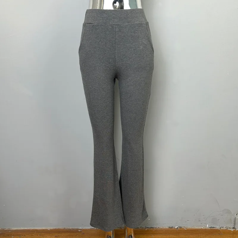 Korean Dongdaemun Early Autumn High Waist Flared Pants Women's Sexy Butt Enhancing Casual Loose Knitted Trousers