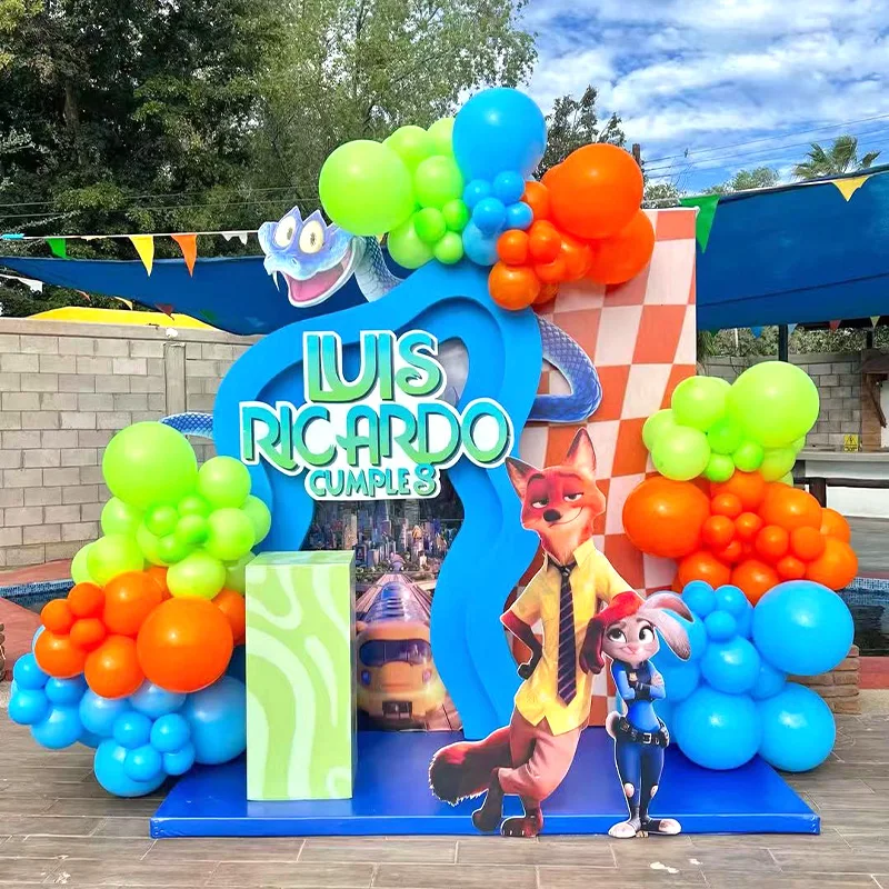 Kit d'arche de ballons sur le thème de Zootopia, décorations de fête d'animaux de dessin animé pour anniversaire, baby shower, célébrations, fournitures de décoration