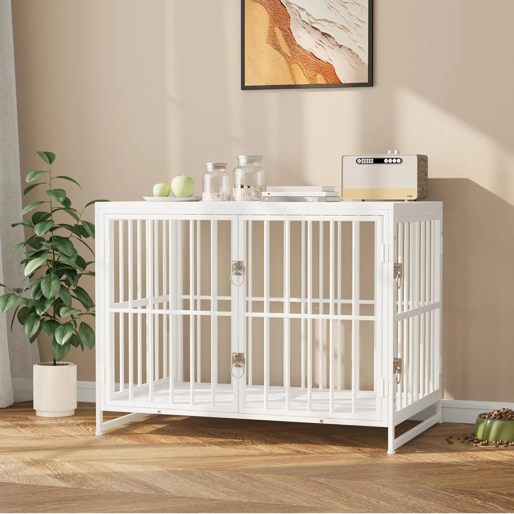 

38 Inch Heavy Duty Dog Crate Furniture, Decorative Dog Kennel End Table, Wooden Pet House Indoor, Double Door with Double Door