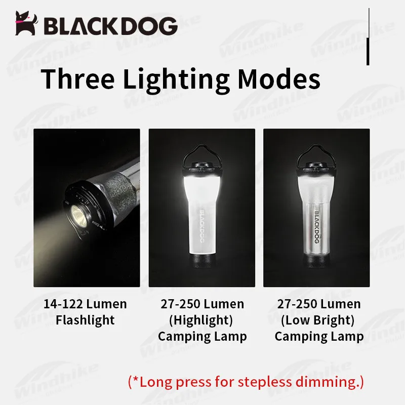 Naturehike-BLACKDOG Camp Portable Lamp USB Charge 3 Modes Outdoor Lighting 77g Ultralight Suspended Flashlight Waterproof