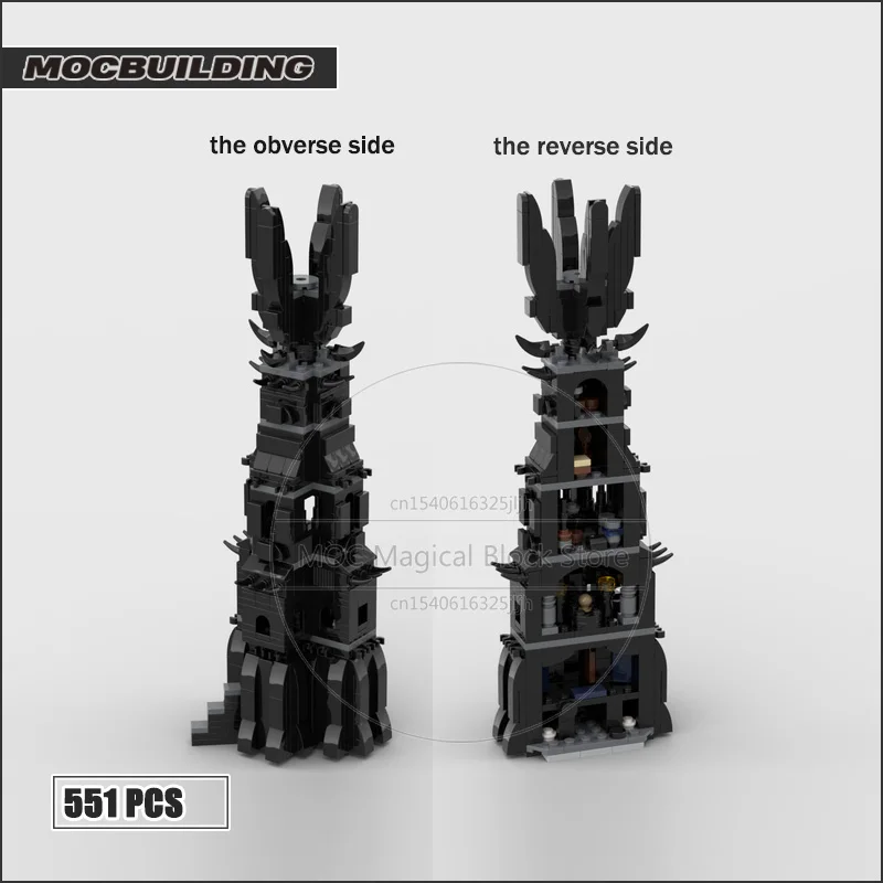 Bloques de construcción Diorama para niños, Mini torre de Orthanc MOC, modelo de arquitectura, juguetes de tecnología, exhibición de ladrillos, regalos de Navidad, 10237