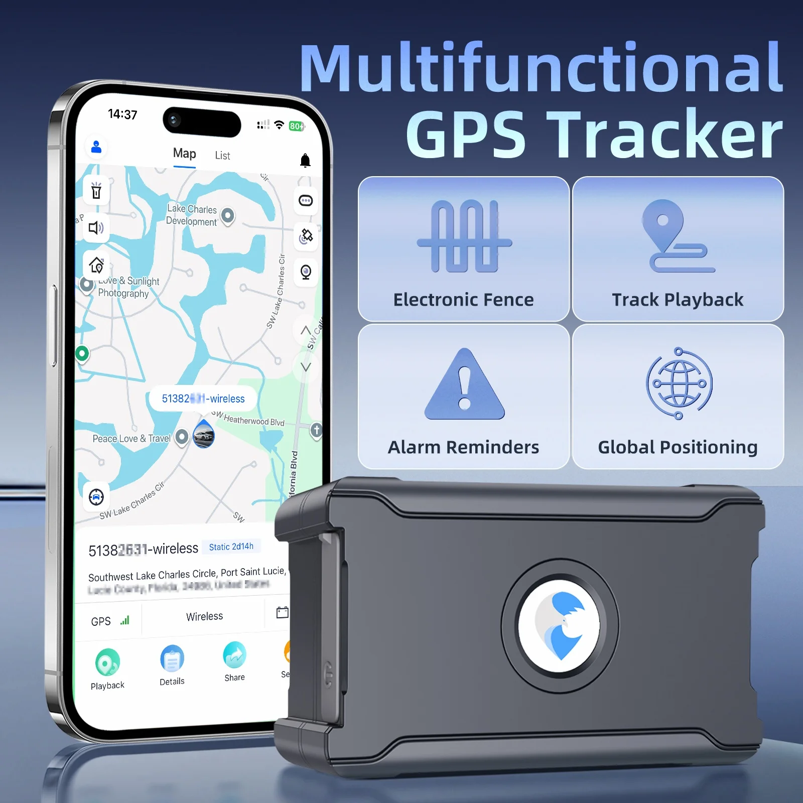 Wireless GPS Tracker Car Anti-Theft Real-Time Position Waterproof Magnet 90 Day Standby Locator for Vehicl Truck Asset Container