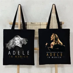 Hot Adele Munich Tour Print Casual Portable Shoulder Bag Lightweight Shopping Bag Big Reusable Canvas Bag