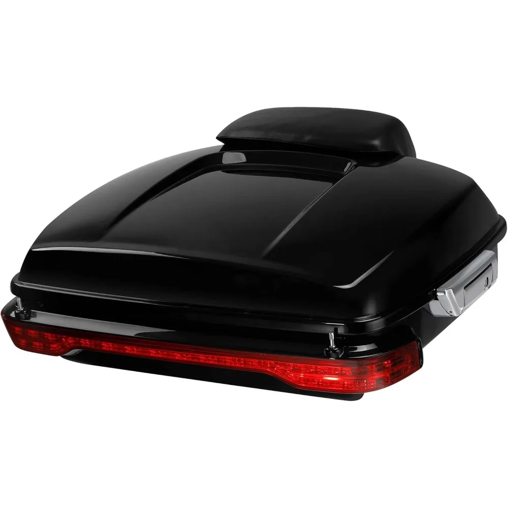 

Motorcycle 10.7 Chopped Trunk Luggage Trunk W/Passenger Backrest Pad & LED Tail Light For Harley Touring Road King Street G