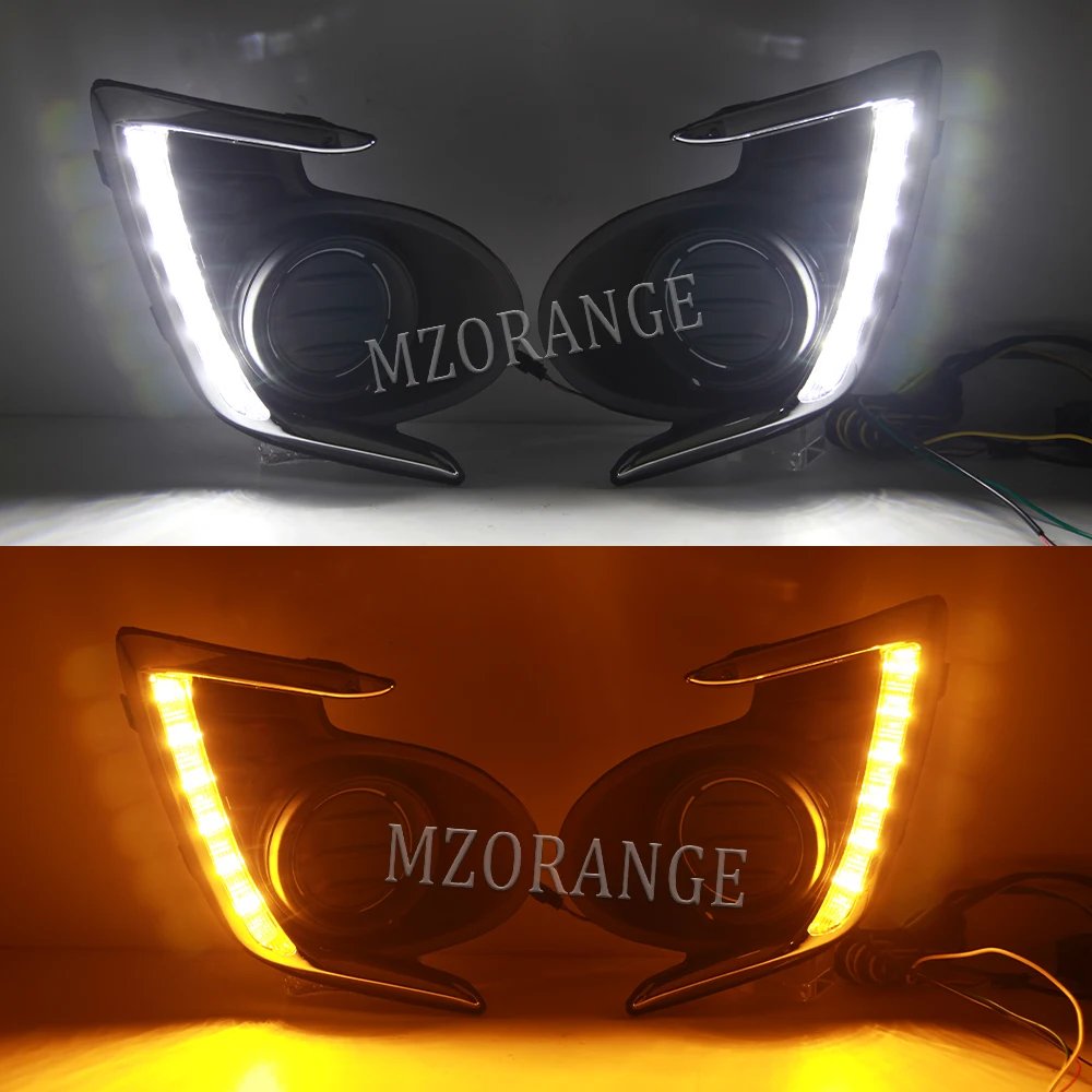 LED DRL Fog Lights For Mitsubishi Attrage Mirage G4 2012-2017 White&Yellow Daytime Running Fog Lamp Turn Signal Car Accessories