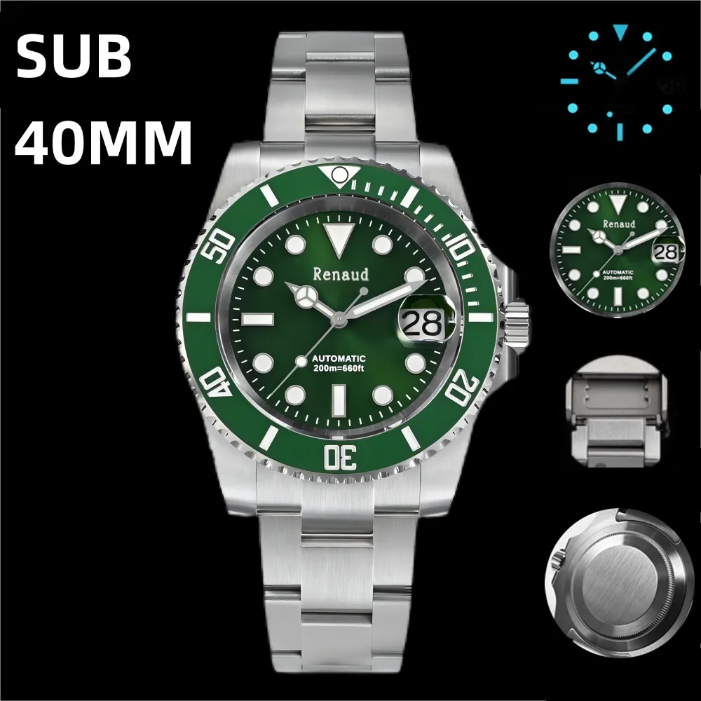 

Мужские роскошные брендовые часы для дайвинга Water Ghost, 40 мм, для мужчин, деловые, механические, с сапфировым стеклом, Lume Reloj Hombre, водонепроницаемые, 20 бар, спортивные