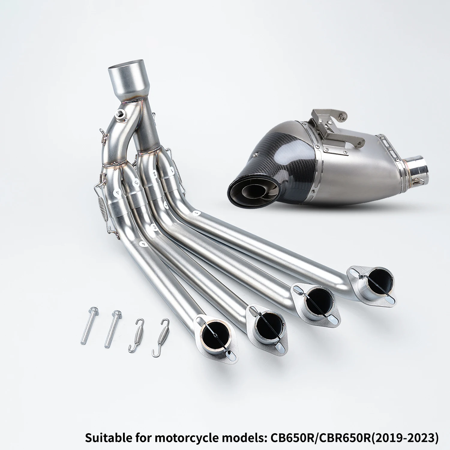 

CBR650 CB650 CBR650R 2019-2023 Motorcycle Exhaust Full System, Stainless Steel Pipeline & Large Muffler