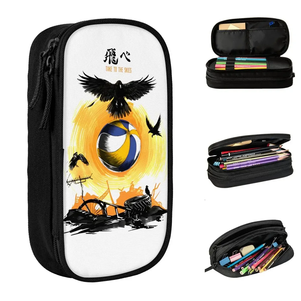 Karasuno Haikyuus Anime Pencil Cases Classic Pen Bags Student Large Storage Students School Gift Pencil Box