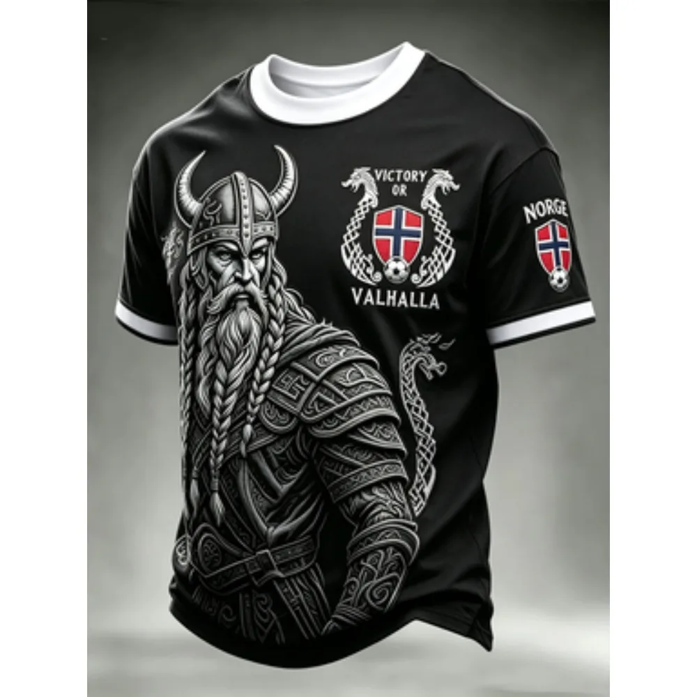 2026 Norway Men's Soccer Jersey Norwegian Mountain Print Short-Sleeve Football T-Shirt Sports Fan Casual Top