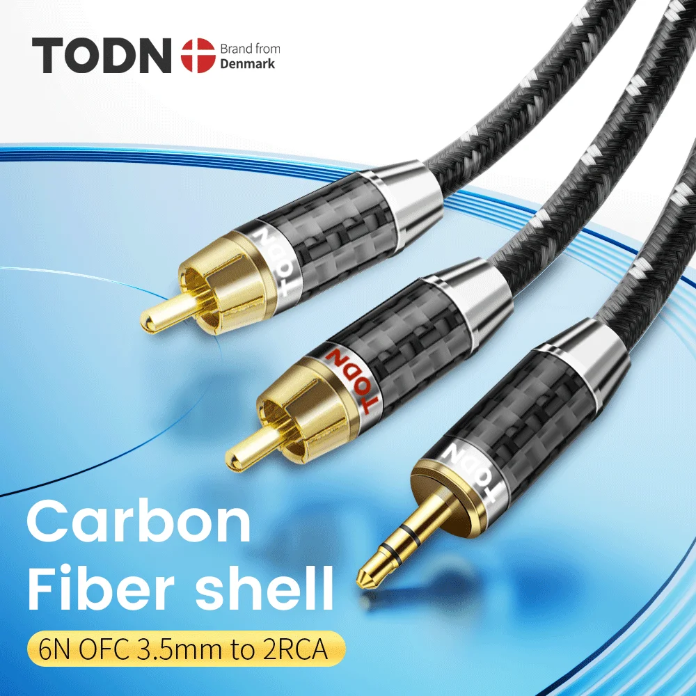 TODN – câble Audio stéréo 3.5mm vers 2RCA, avec Jack AUX RCA, séparateur en 3.5 Y pour amplificateurs Audio, câble de cinéma maison RCA