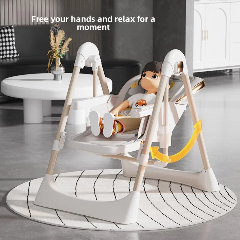 2 in 1 Multifunctional Baby High Chair, Foldable Convertible Infant Feeding Chair with Reclining & Rocking Modes