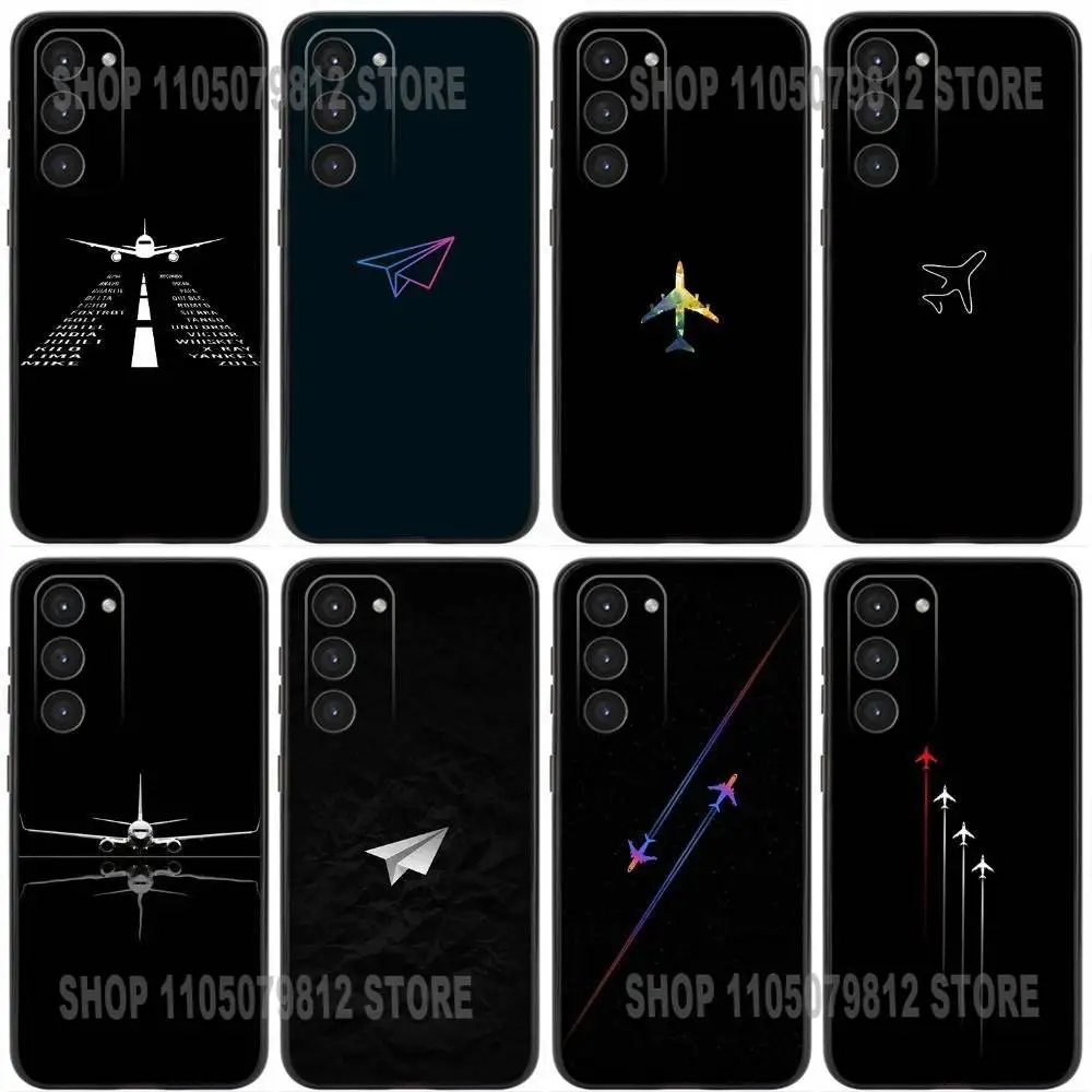 

Premium Airplane Pattern Phone Case For Samsung Galaxy A20,21s,22,31,32,52,53,72,73,80,91 Soft Silicone Black Cover