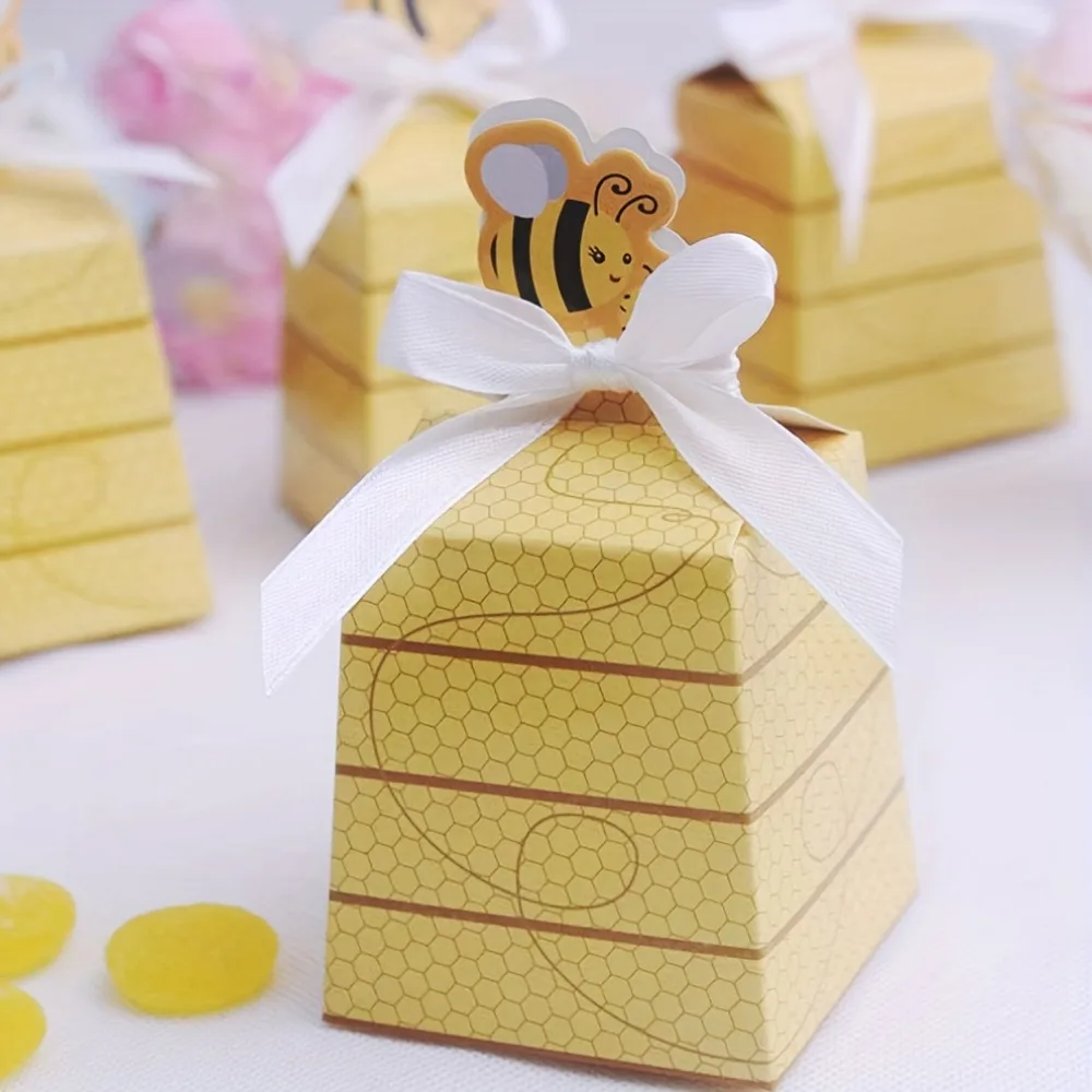 10 pcs, Little Bee Theme Party Birthday Wedding Theme Gift Candy Biscuit Packaging Box, Small Business Supplies, Packaging