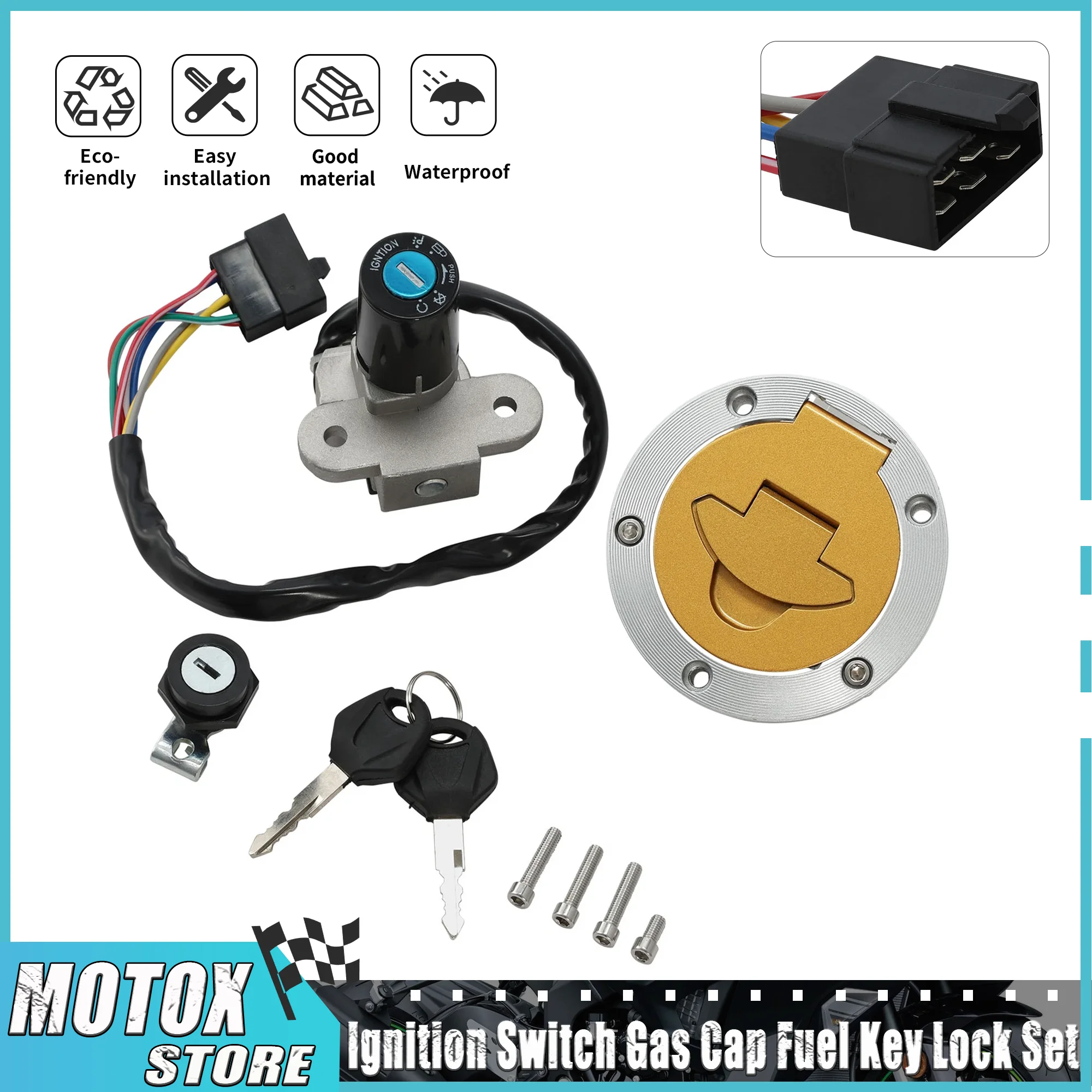 Ignition Switch Lock Gas Fuel Tank Cap Cover Set Fit for Ducati Monster 695 620 M620 S2R 900 750 M750 M600