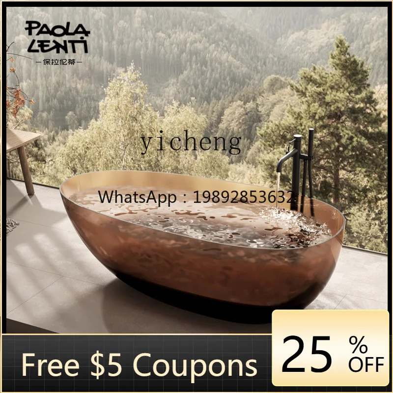 

1 transparent color crystal resin bathtub B & B hotel home independent integrated goose egg bath