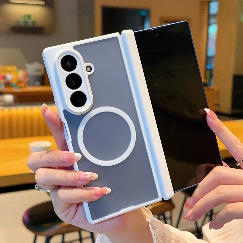 Luxuriöse matte Hülle mit magnetischem Scharnier für Magsafe, faltbar, für Samsung Galaxy Z Fold 7 8Ultra, kabelloses Laden, stoßfeste, transparente Abdeckung – Detail 25