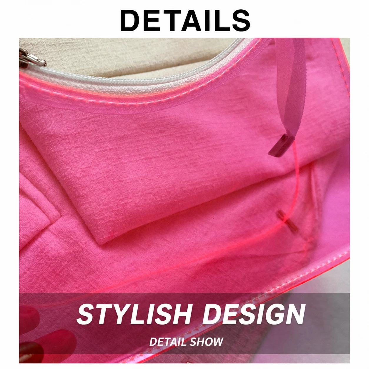 Pvc Shoulder Bag Versatile Women'S Underarm Bag Candy Color Handbag Transparent Fashion Shoulder Bag For Dating Commuting