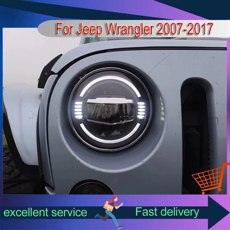 Car Styling for Jeep Wrangler 2007-2017 Headlight Head Light Guide Upgrade Front Lamp Turn Signal Auto Automotive Tool Accessory