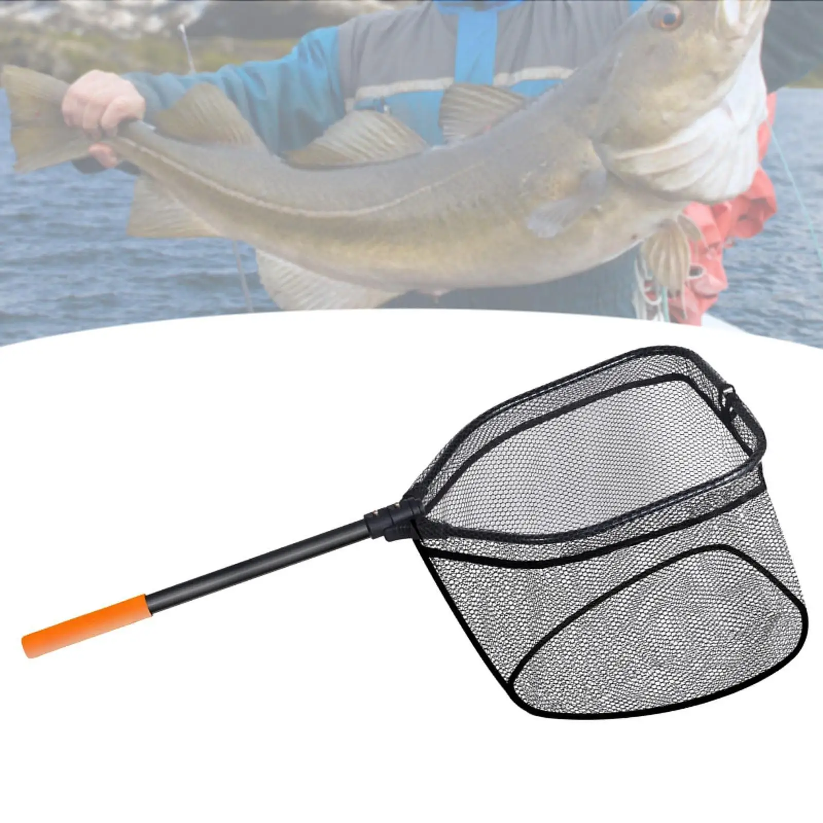 

Rubber Coated Landing Net Easy Catch&Release Heavy Duty Metal Double Lock Buckle Fishing Goods Accessories for Catfish Sturgeon