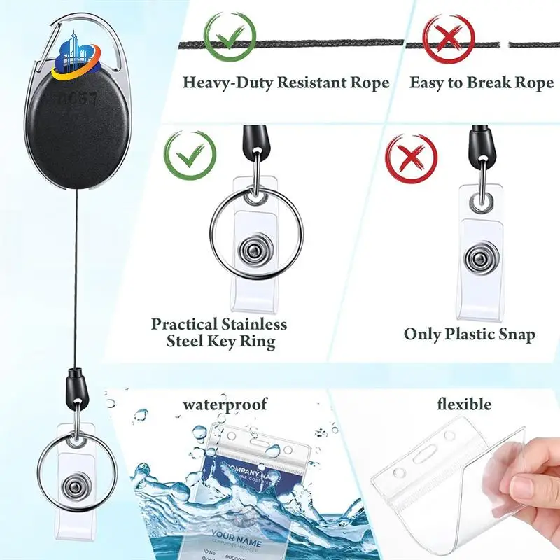 

AC57-Heavy Duty Retractable Badge Holder Reel With Belt Clip Keyring And Waterproof Vertical ID Card Holders,30 Pack